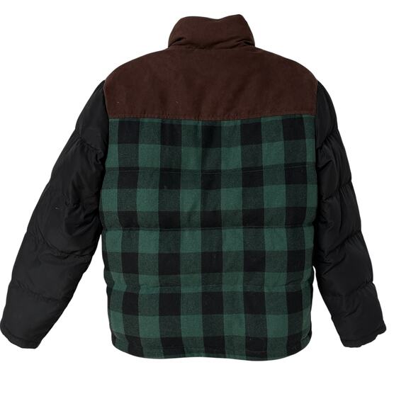 Tommy Hilfiger Coat Green Black Brown Buffalo Plaid Puffer Jacket Men's Large - Picture 10 of 11